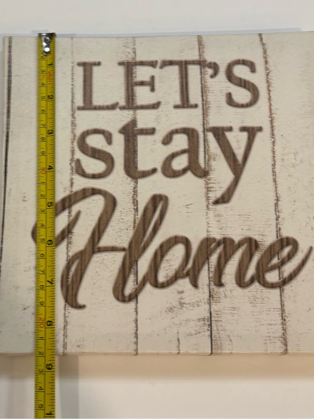 Neutral "Let's Stay Home" Wall Sign - Picture 3 of 4